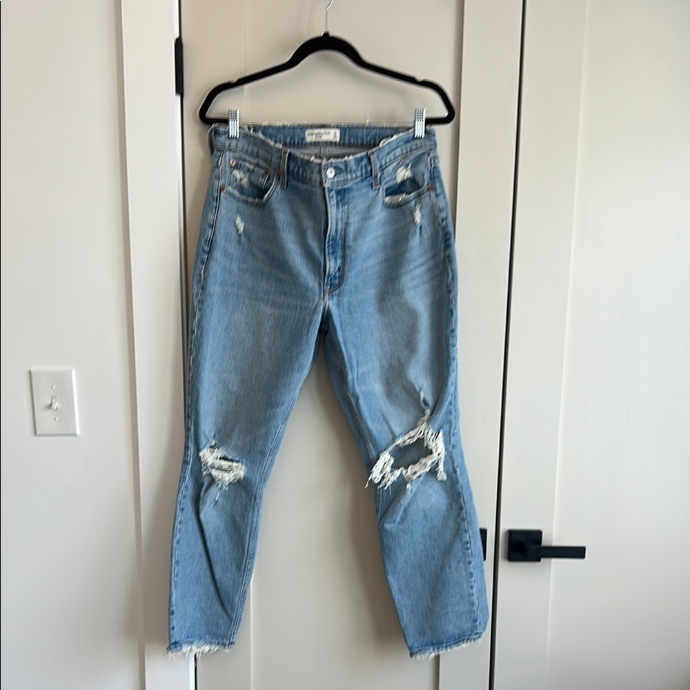 Abercrombie & Fitch Blue Boyfriend Jeans with Distressed Knees